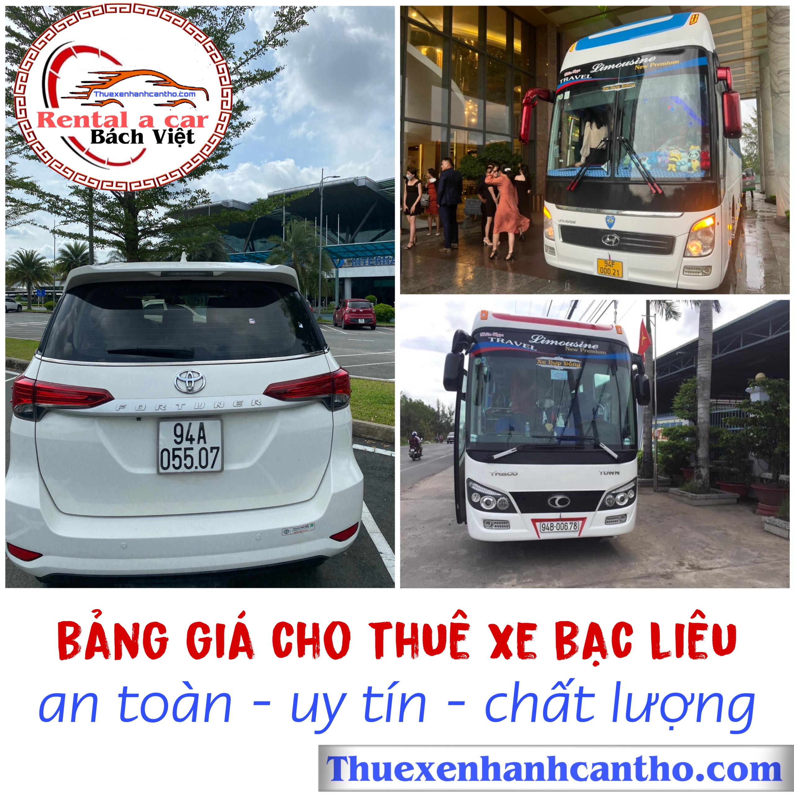 Bảng giá xe dịch vụ 4-7-16 Limousine bạc liêu