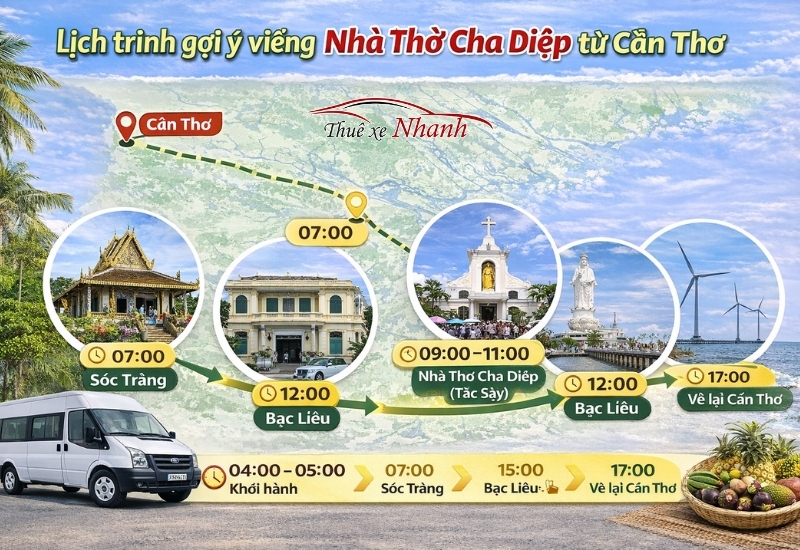 Bách Việt thiết kế lịch trình viếng Cha Diệp linh hoạt, giúp quý khách có chuyến đi trọn vẹn.