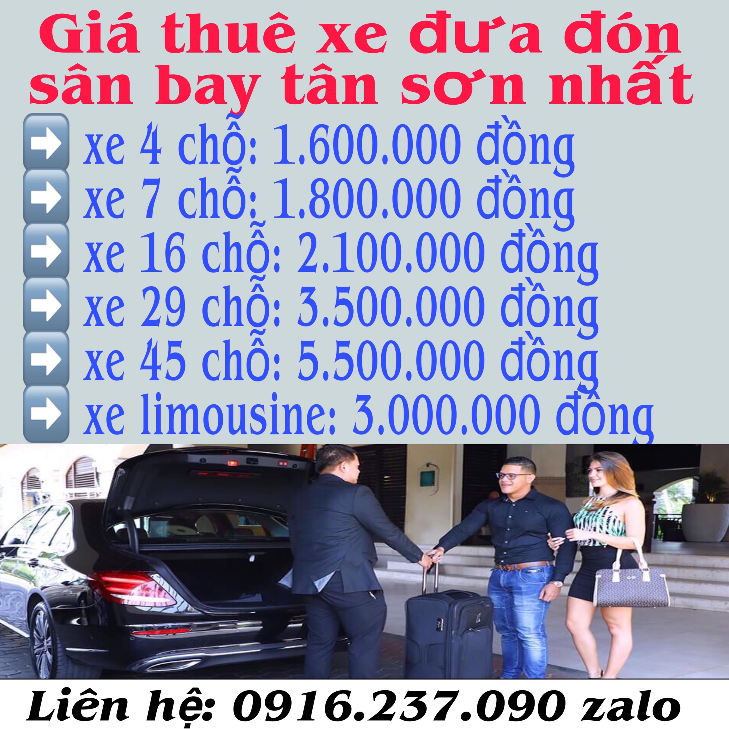 Giá thuê xe đi sân bay Tân Sơn Nhất