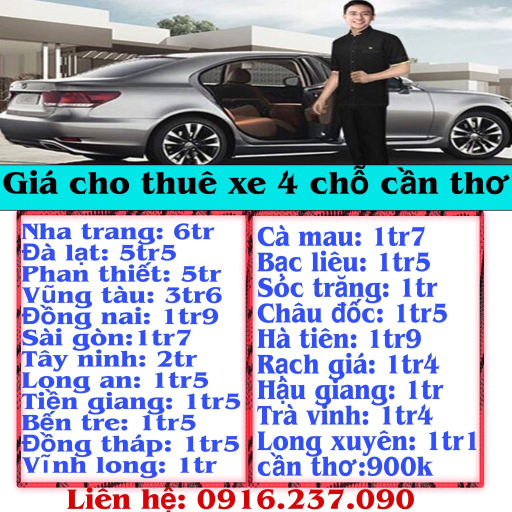 Giá thuê Xe Ô Tô 4 Chỗ Cần Thơ Có Tài Xế Trọn Gói - Thuê xe Cần Thơ Bách Việt
